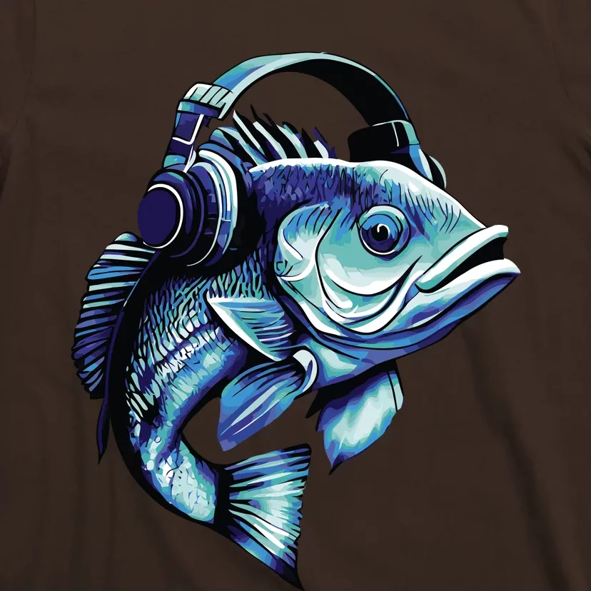 Bass Fish Wearing Headphones T-Shirt