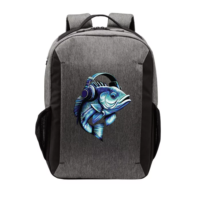 Bass Fish Wearing Headphones Vector Backpack