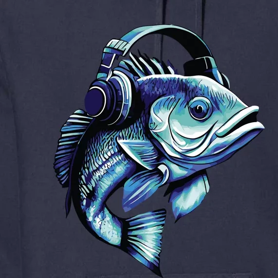 Bass Fish Wearing Headphones Premium Hoodie