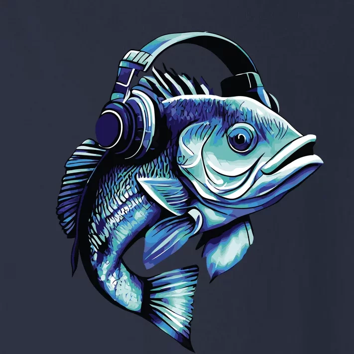 Bass Fish Wearing Headphones Toddler Long Sleeve Shirt