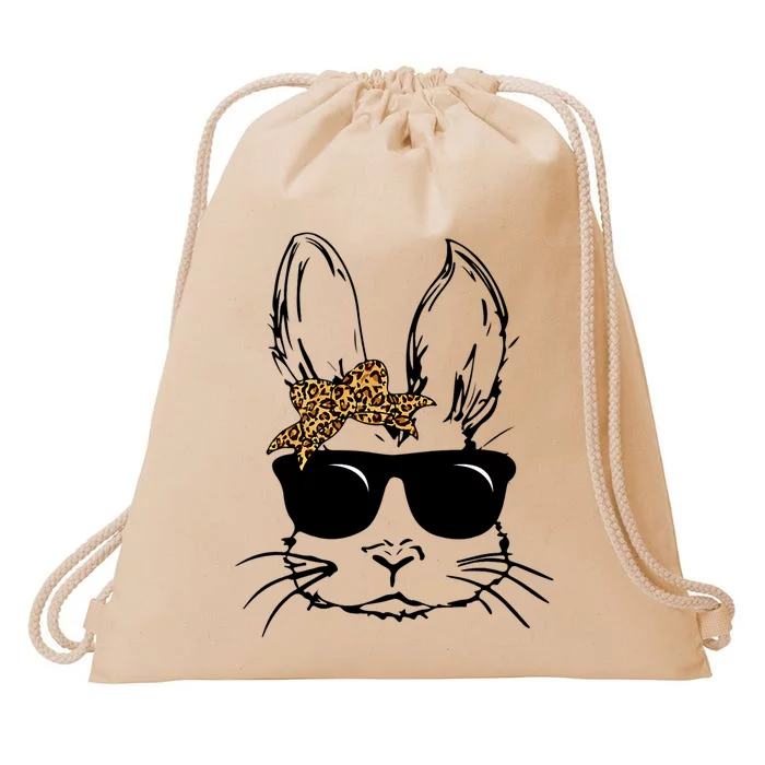 Bunny Face With Sunglasses Easter Day Gift Drawstring Bag