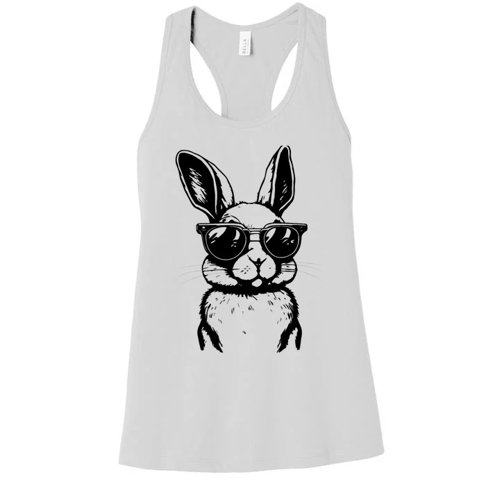 Bunny Face With Sunglasses For Boy Easter Day Women's Racerback Tank