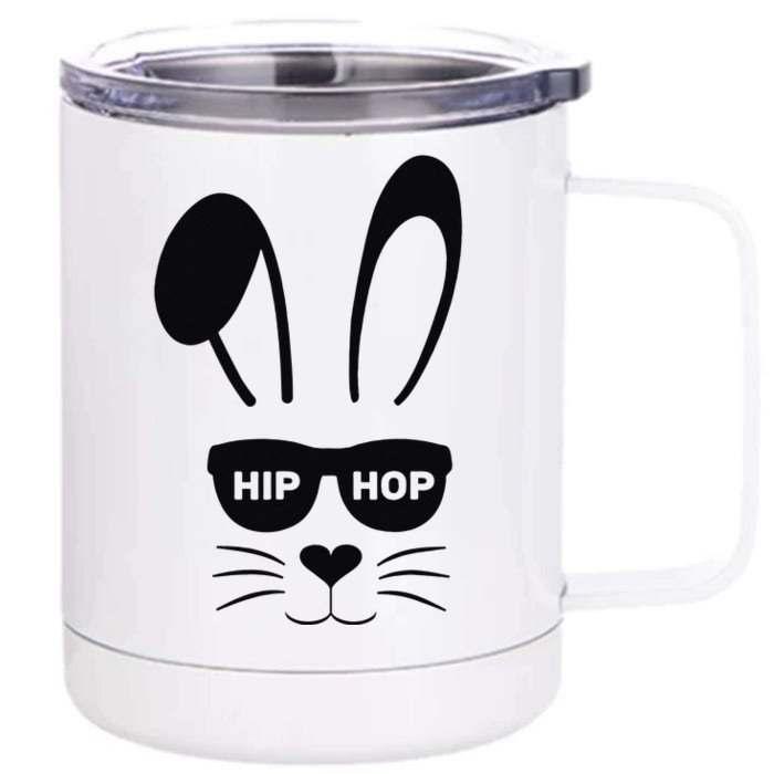 Bunny Face With Sunglasses For Easter Day Front & Back 12oz Stainless Steel Tumbler Cup