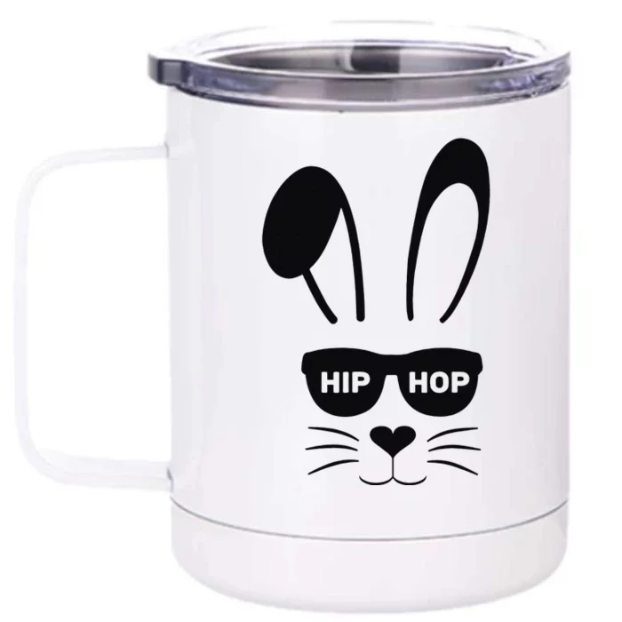 Bunny Face With Sunglasses For Easter Day Front & Back 12oz Stainless Steel Tumbler Cup