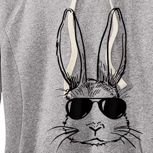 Bunny Face With Sunglasses For Boy  Kid Easter Day Women's Fleece Hoodie