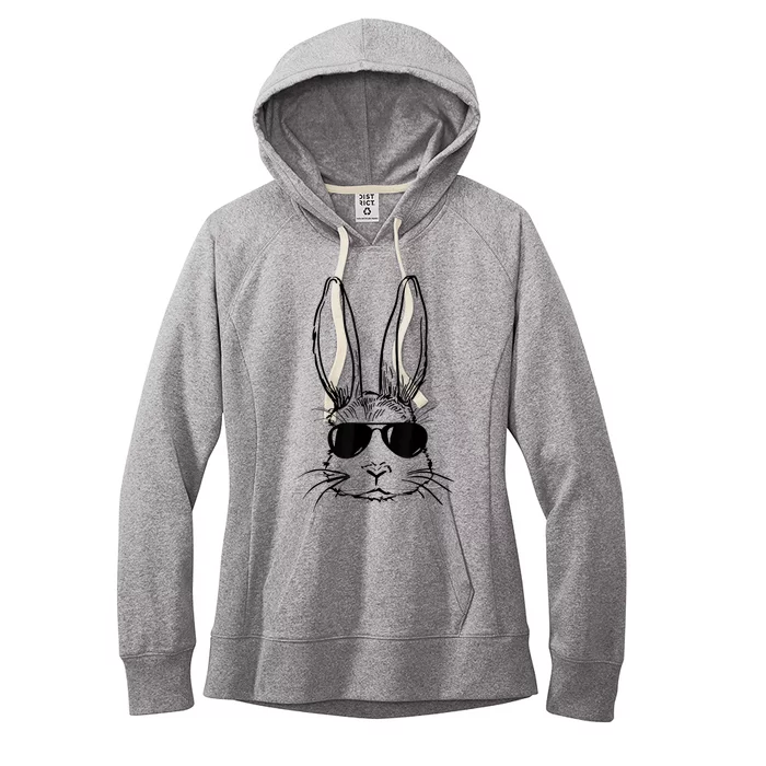 Bunny Face With Sunglasses For Boy  Kid Easter Day Women's Fleece Hoodie