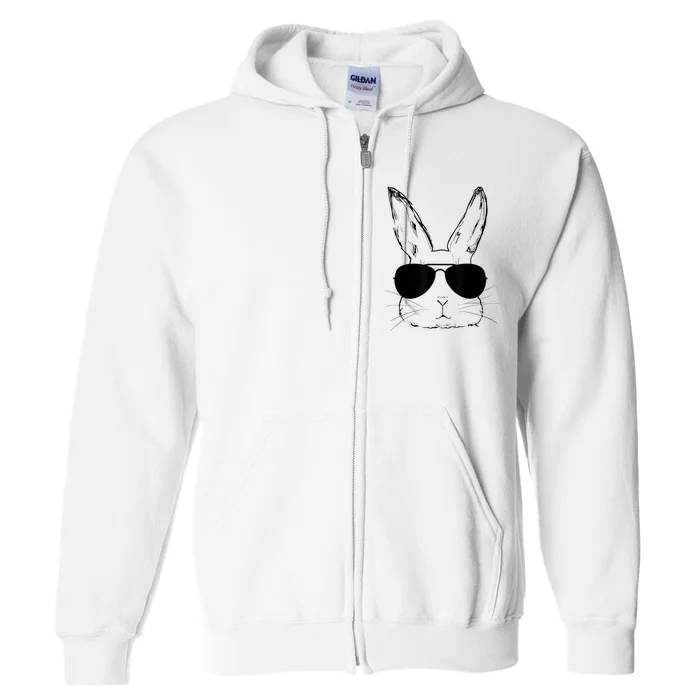 Bunny Face With Sunglasses Easter Day For Boy  Kid Full Zip Hoodie