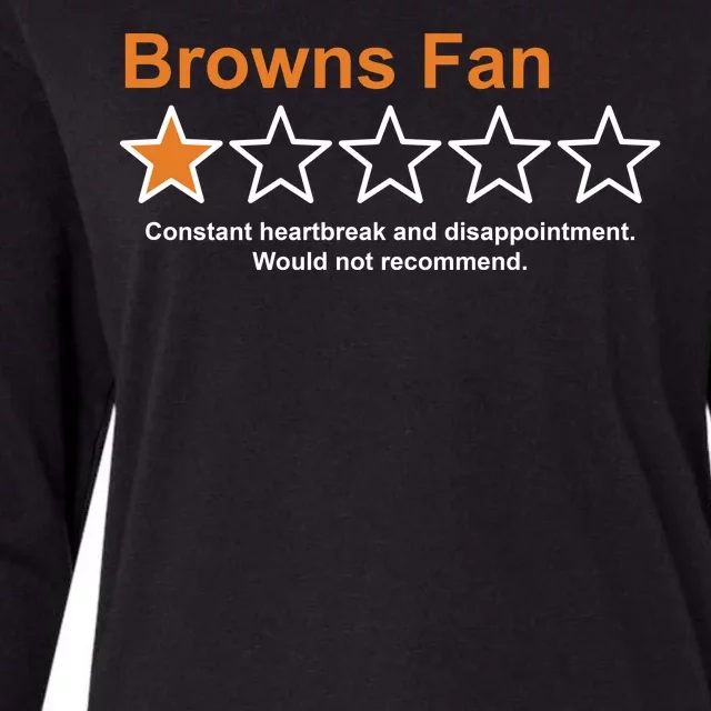 Browns Fan Would Not Recommend 1 Star Funny Womens Cotton Relaxed Long Sleeve T-Shirt