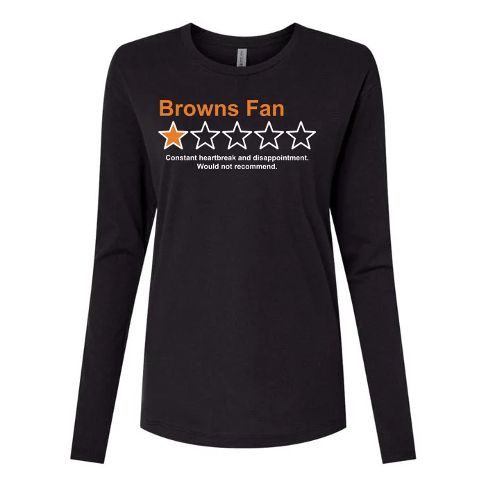 Browns Fan Would Not Recommend 1 Star Funny Womens Cotton Relaxed Long Sleeve T-Shirt