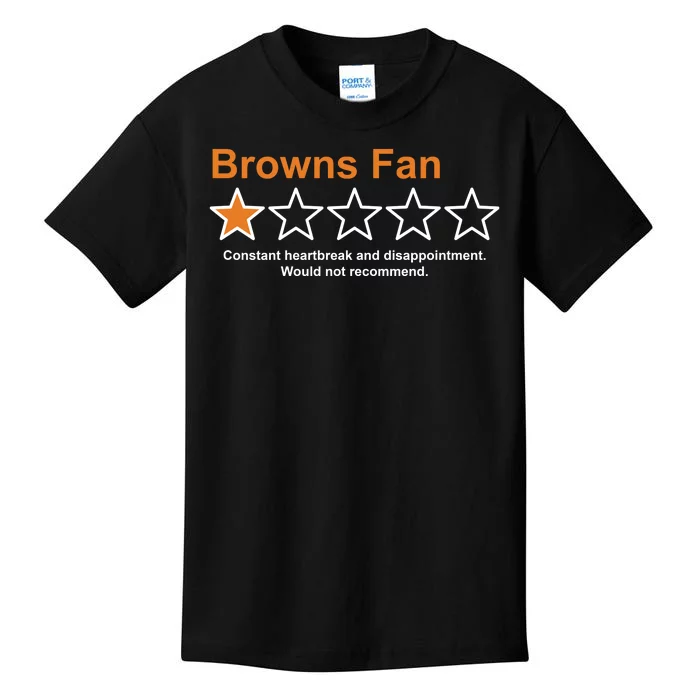 Browns Fan Would Not Recommend 1 Star Funny Kids T-Shirt