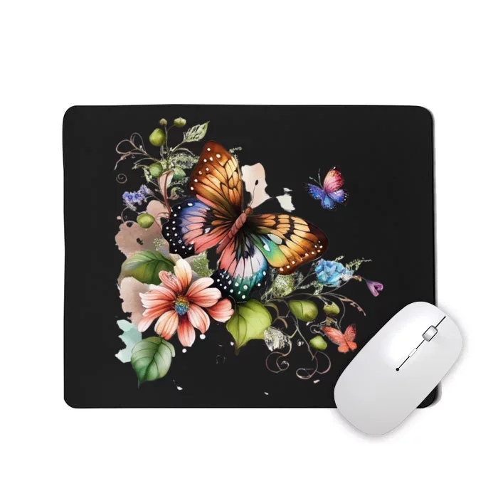 Butterfly Floral Watercolor Mousepad