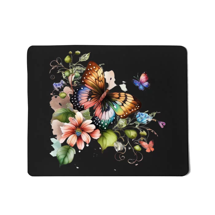 Butterfly Floral Watercolor Mousepad