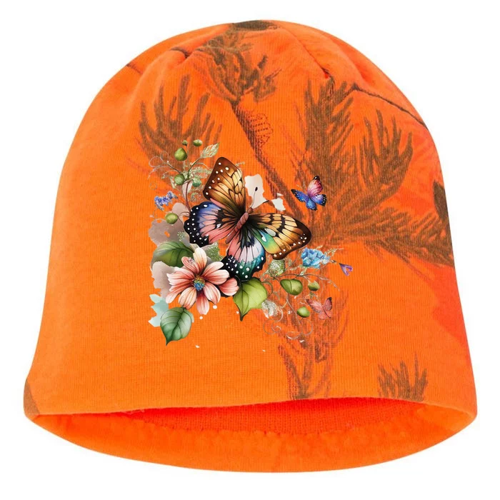 Butterfly Floral Watercolor Kati - Camo Knit Beanie