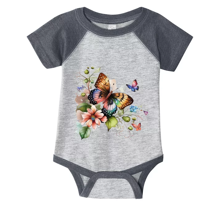 Butterfly Floral Watercolor Infant Baby Jersey Bodysuit