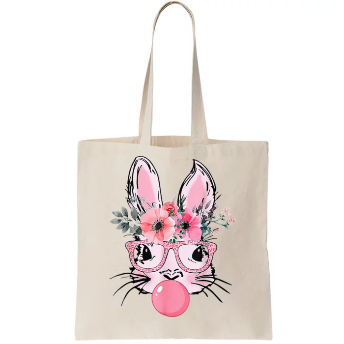 Bunny Face With Glasses Bubblegum Happy Easter Tote Bag