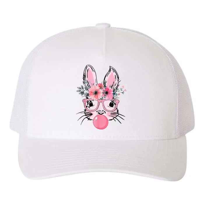 Bunny Face With Glasses Bubblegum Happy Easter Yupoong Adult 5-Panel Trucker Hat