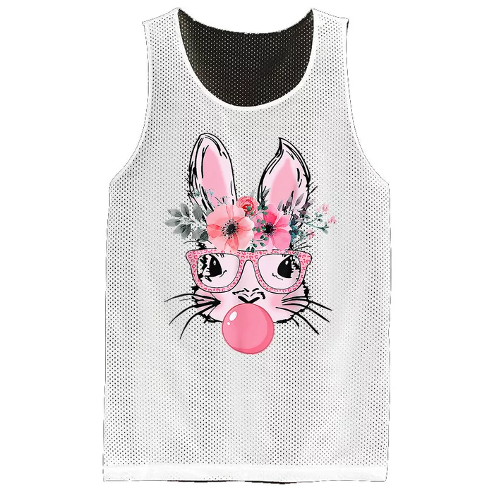 Bunny Face With Glasses Bubblegum Happy Easter Mesh Reversible Basketball Jersey Tank