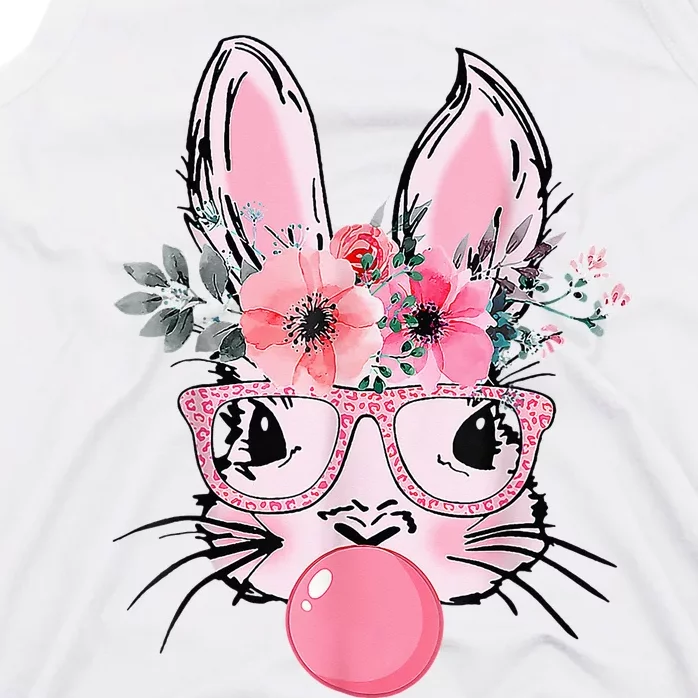 Bunny Face With Glasses Bubblegum Happy Easter Tank Top