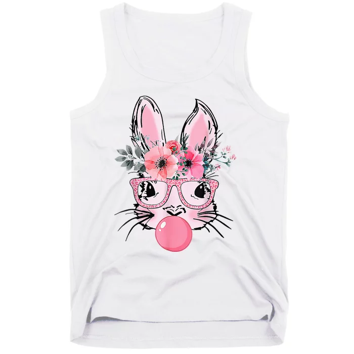 Bunny Face With Glasses Bubblegum Happy Easter Tank Top