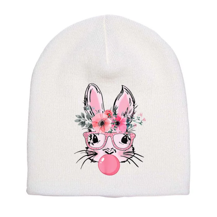 Bunny Face With Glasses Bubblegum Happy Easter Short Acrylic Beanie