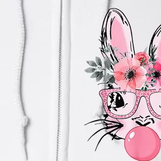 Bunny Face With Glasses Bubblegum Happy Easter Full Zip Hoodie