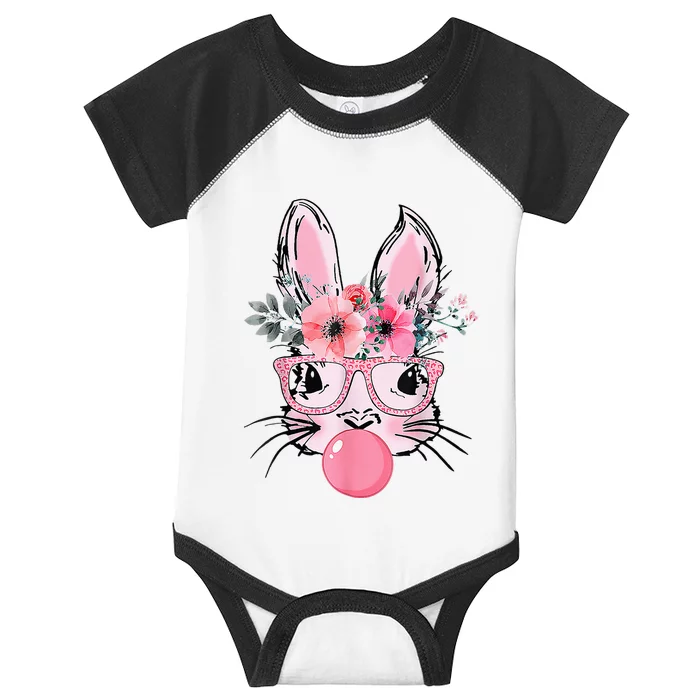 Bunny Face With Glasses Bubblegum Happy Easter Infant Baby Jersey Bodysuit