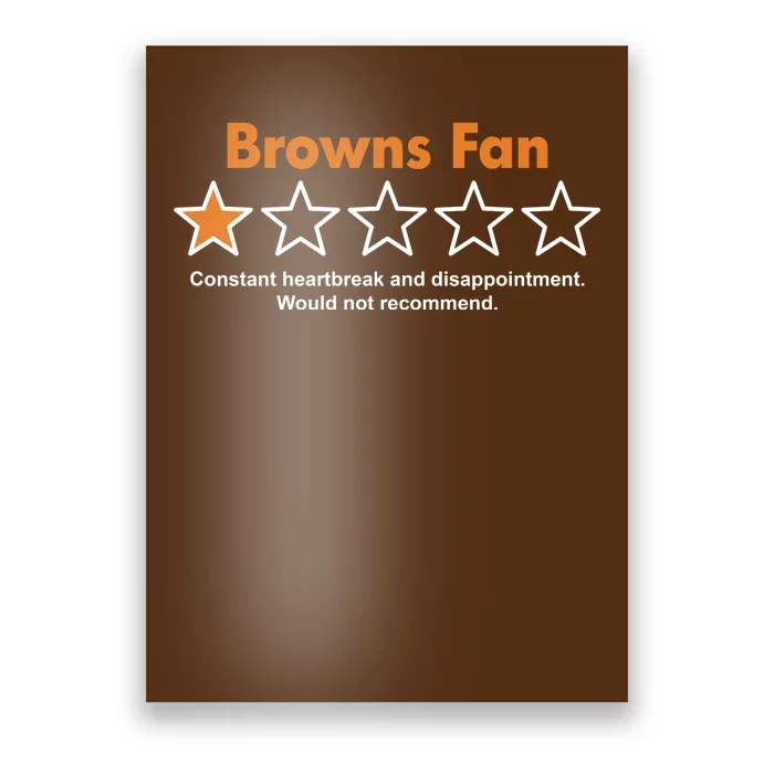 Browns Fan Would Not Recommend Disappointment Funny Football Poster