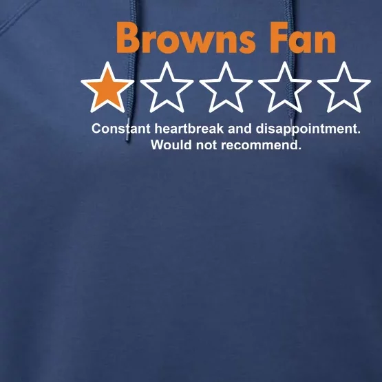 Browns Fan Would Not Recommend Disappointment Funny Football Performance Fleece Hoodie