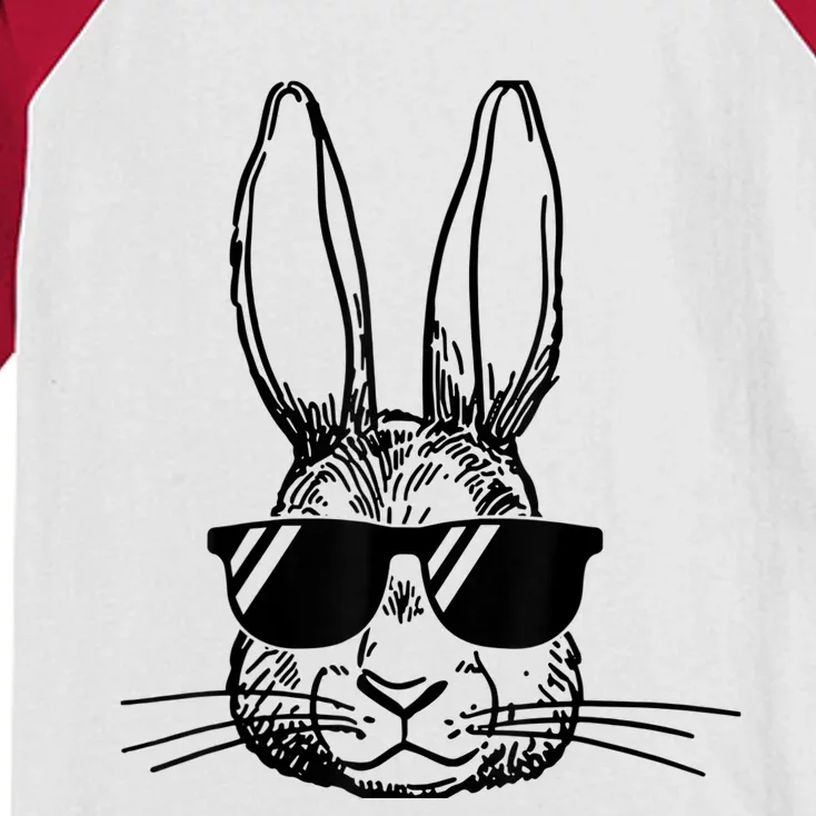 Bunny Face With Sunglasses For Boy  Kid Easter Day Kids Colorblock Raglan Jersey