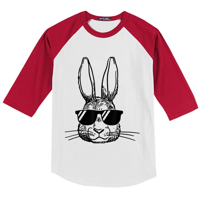 Bunny Face With Sunglasses For Boy  Kid Easter Day Kids Colorblock Raglan Jersey