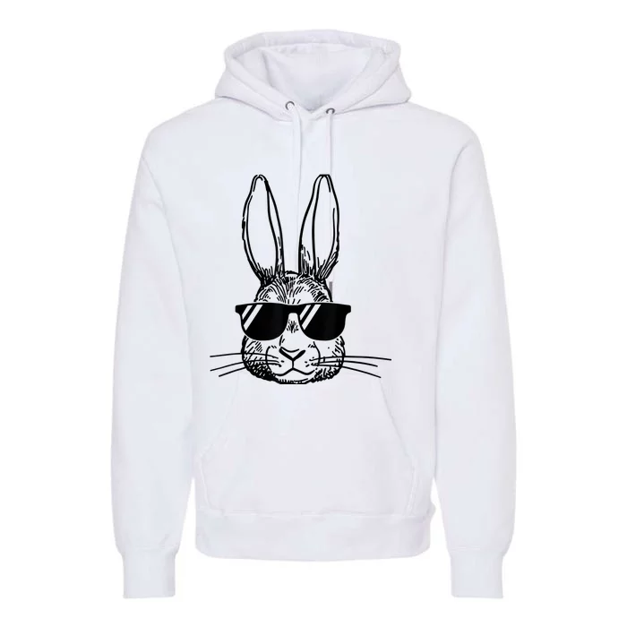 Bunny Face With Sunglasses For Boy  Kid Easter Day Premium Hoodie