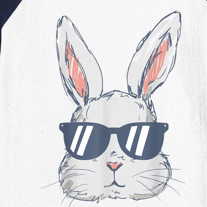 Bunny Face With Sunglasses For Boy  Kid Easter Day Baseball Sleeve Shirt