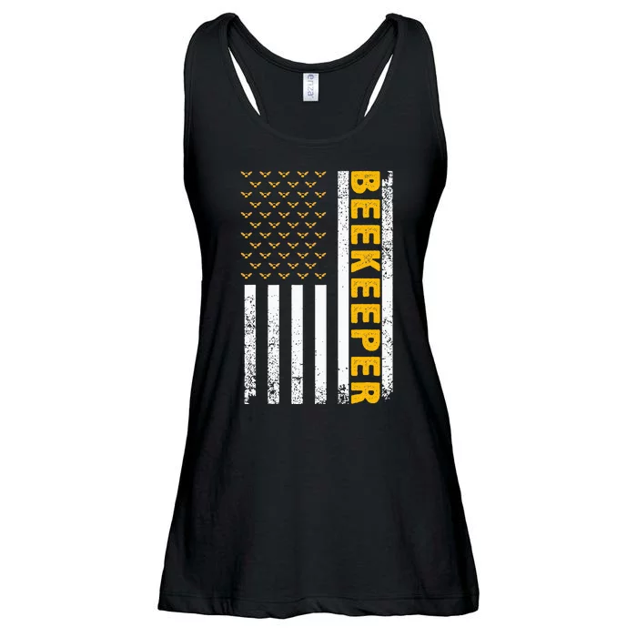 Beekeeper For Women Beekeeping American Flag Bee Lover Ladies Essential Flowy Tank