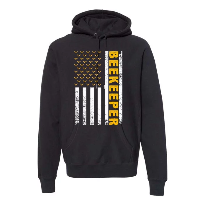 Beekeeper For Women Beekeeping American Flag Bee Lover Premium Hoodie