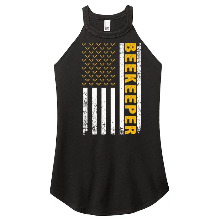 Beekeeper For Women Beekeeping American Flag Bee Lover Women’s Perfect Tri Rocker Tank