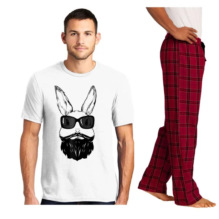 Bunny Face With Sunglasses And Beard Easter Day Pajama Set