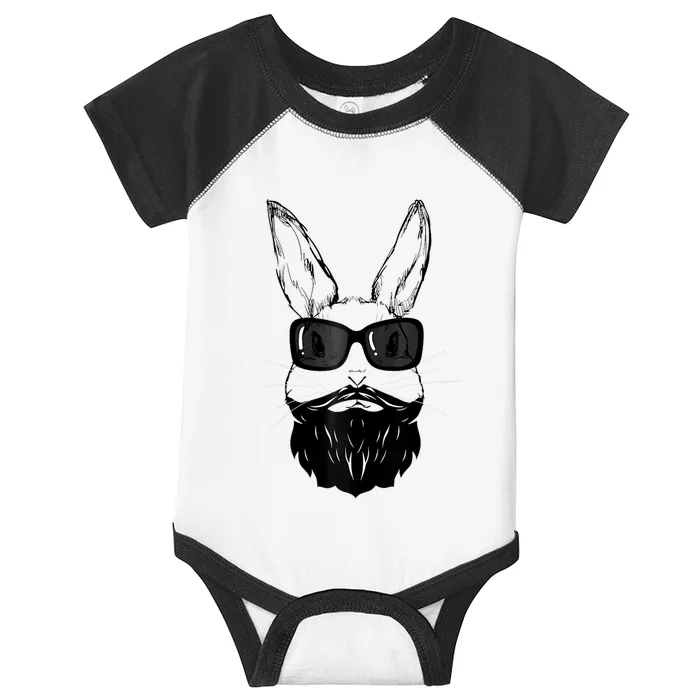 Bunny Face With Sunglasses And Beard Easter Day Infant Baby Jersey Bodysuit