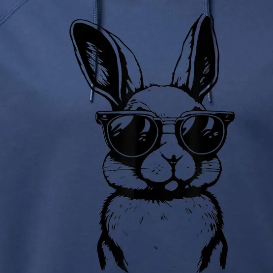 Bunny Face With Sunglasses For Boy  kid Happy Easter Day Performance Fleece Hoodie