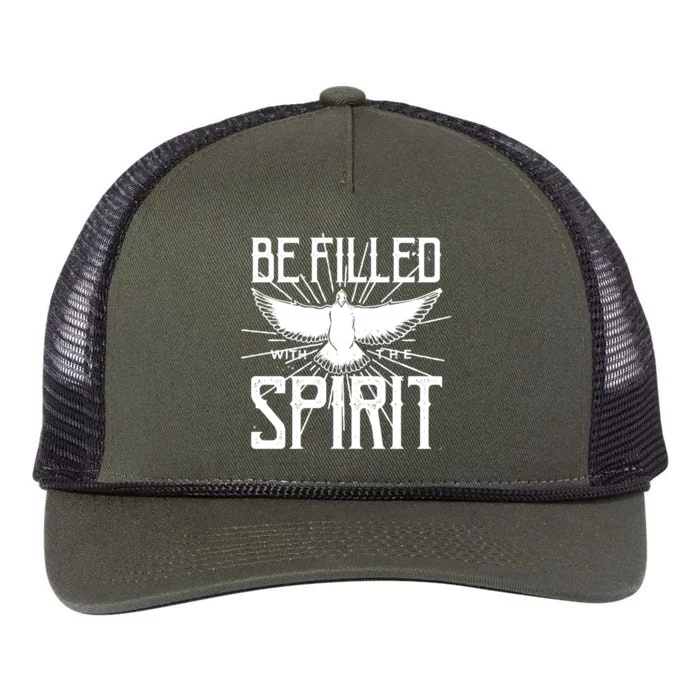 Be Filled With The Spirit Christian Faith Saying Quote Gift Retro Rope Trucker Hat Cap