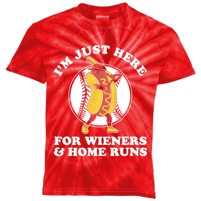 Baseball Funny Wieners & Home Runs Baseball Kids Tie-Dye T-Shirt