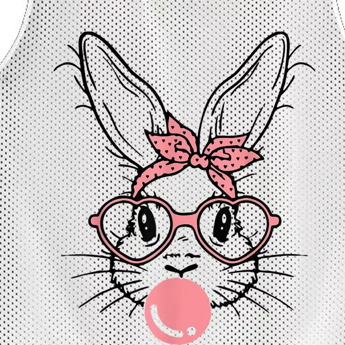 Bunny Face With Pink Sunglasses Bandana Happy Easter Day Mesh Reversible Basketball Jersey Tank