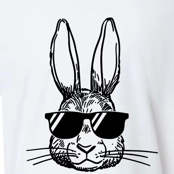 Bunny Face With Sunglasses For Boys Men Kids Easter Day Sueded Cloud Jersey T-Shirt