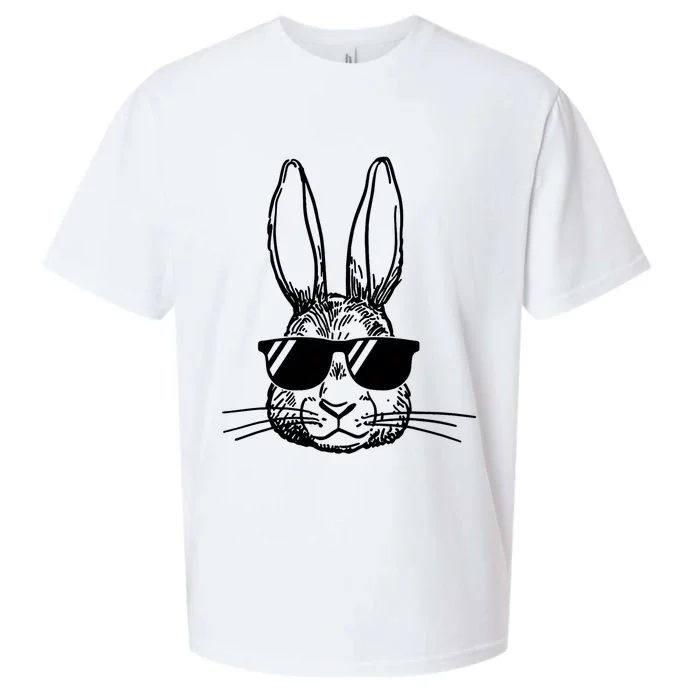 Bunny Face With Sunglasses For Boys Men Kids Easter Day Sueded Cloud Jersey T-Shirt