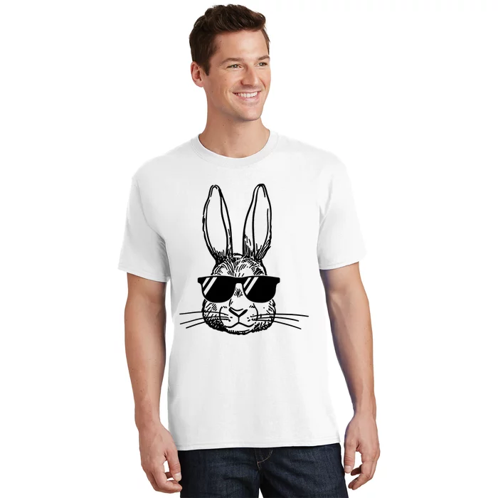 Bunny Face With Sunglasses For Boys Men Kids Easter Day T-Shirt