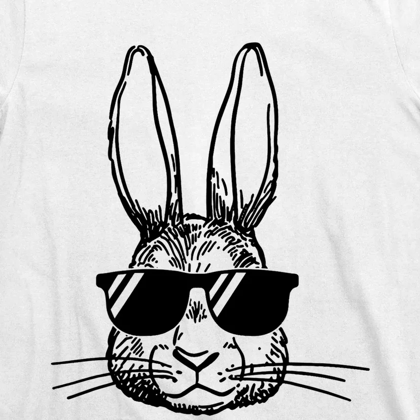 Bunny Face With Sunglasses For Boys Men Kids Easter Day T-Shirt