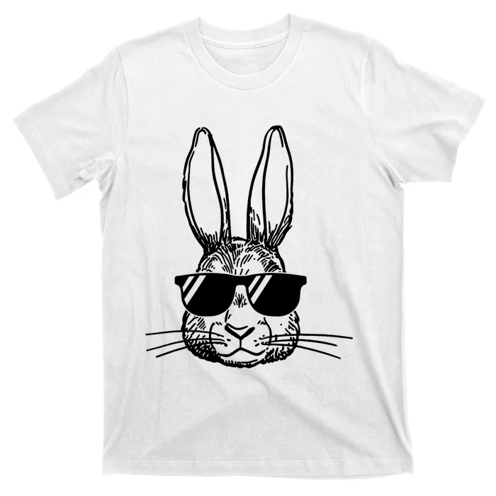 Bunny Face With Sunglasses For Boys Men Kids Easter Day T-Shirt