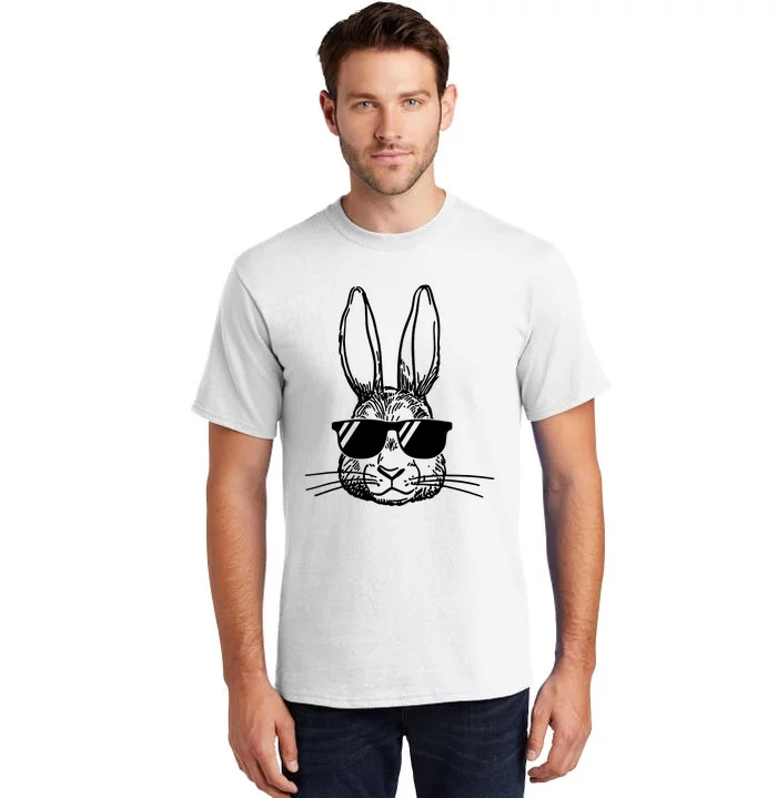 Bunny Face With Sunglasses For Boys Men Kids Easter Day Tall T-Shirt