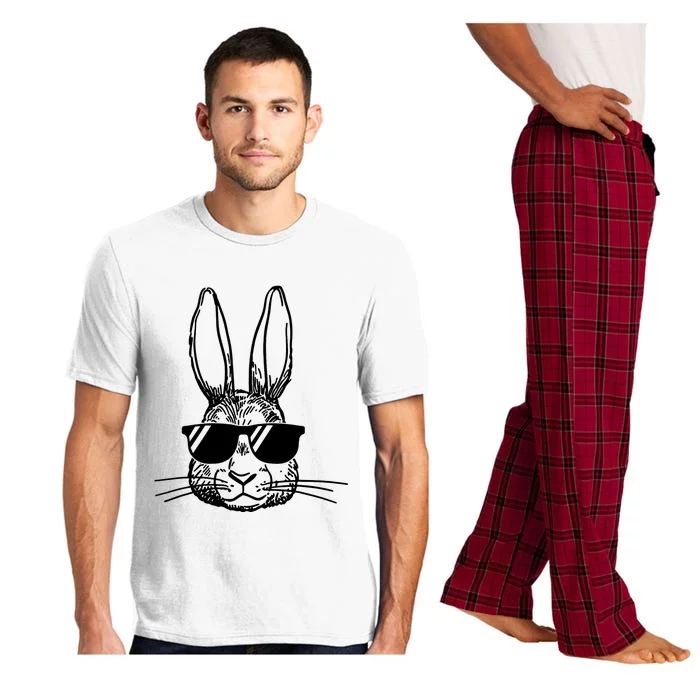 Bunny Face With Sunglasses For Boys Men Kids Easter Day Pajama Set