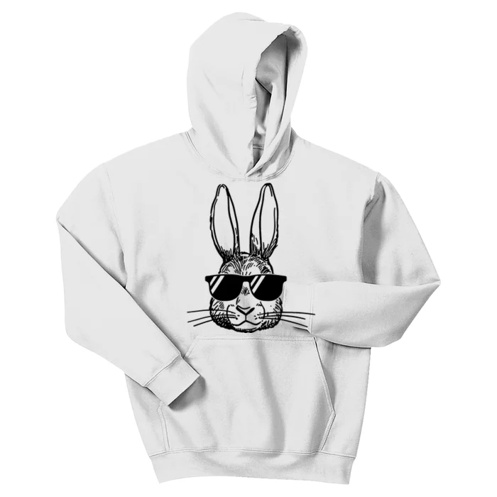 Bunny Face With Sunglasses For Boys Men Kids Easter Day Kids Hoodie