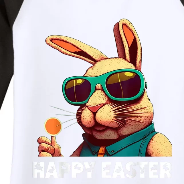 Bunny Face With Sunglasses Boy  Kid Wo Easter Day Women's Tri-Blend 3/4-Sleeve Raglan Shirt